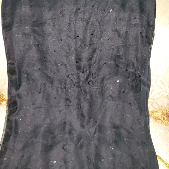 GIORGIO ARMANI BLACK LONG SILK SEQUIN MAXI SKIRT WITH SLIT - Picture 13 of 14